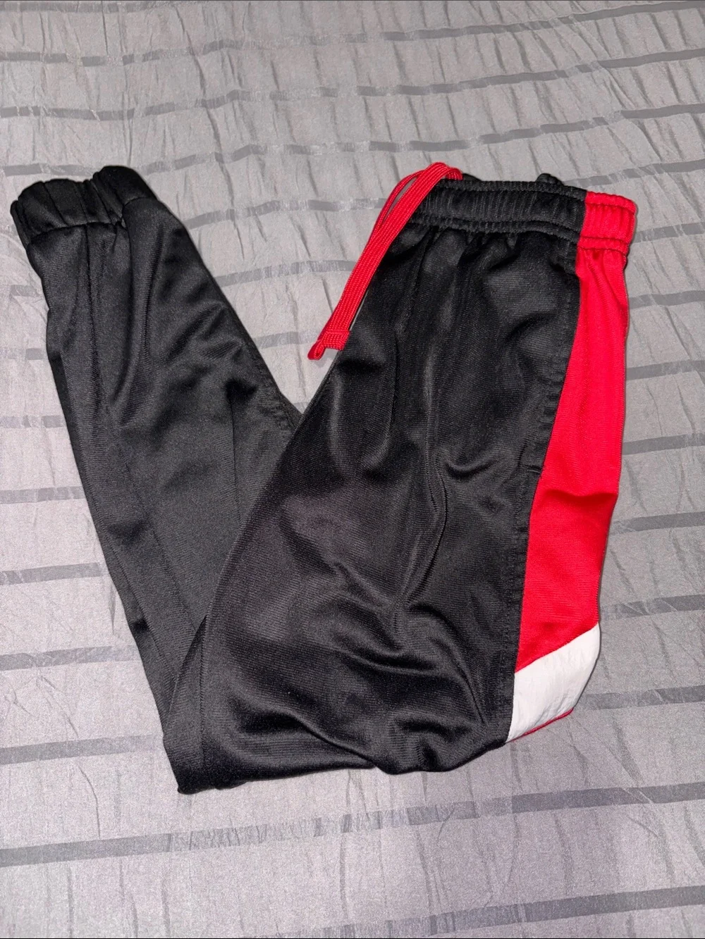 Athletic Works Black Joggers with Red Panels and White Trim